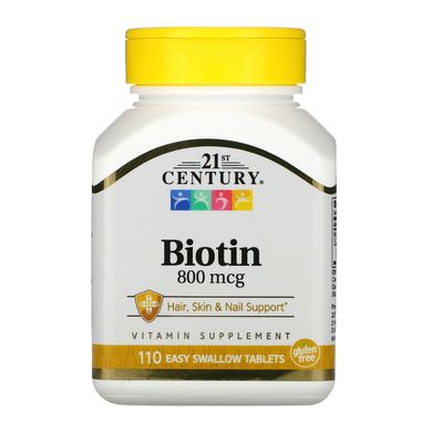 Біотин 21st Century (Biotin) 800 мкг 110 легкопроковтувані таблетки