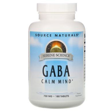 ГАМК, GABA Gamma Aminobutyric Acid, Source Naturals, 750 мг, 180 таблеток