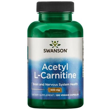 Ацетил L-Карнітин, Acetyl L-Carnitine, Swanson, 500 мг, 100 капсул