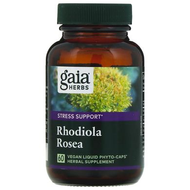 Родіола рожева, Gaia Herbs, 60 вегетаріанських фітокапсул з рідким вмістом