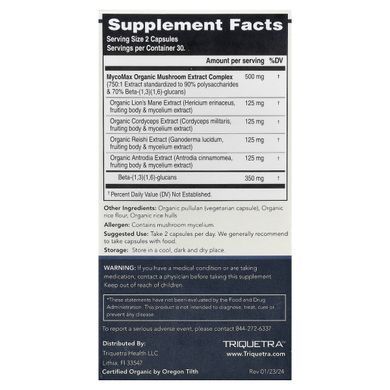 Triquetra Health, MycoMax&reg;, Mushroom Extract Complex, Maximum Strength, 60 Capsules