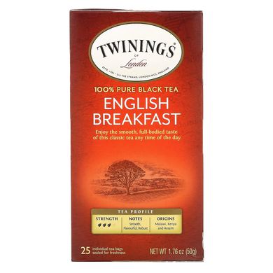Чай "Англійський сніданок", Twinings, 25 пакетиків, 50 г (176 oz)