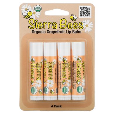 Органічний бальзам для губ Sierra Bees (Organic Lip Balm) 4 штуки в упаковці грейпфрут