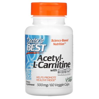 Ацетил карнітин Doctor's Best (Acetyl-L-Carnitine) 500 мг 60 капсул
