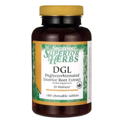 ДГЛ (солодка), DGL (Licorice), Swanson, 385 мг, 180 жувальних