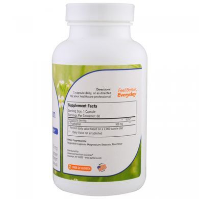 Очищений L-триптофан Zahler (Purified L-Tryptophan) 500 мг 60 капсул