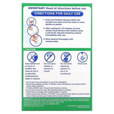 Polident, Antibacterial Agent for Cleaning Dental Prostheses, 84 Tablets