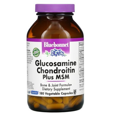 Глюкозамін хондроїтин плюс MSM, Bluebonnet Nutrition, 180 капсул в рослинній оболонці