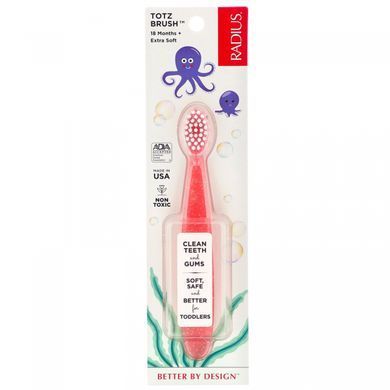 Toothbrush, for children from 18 months, extra soft, coral, 1 piece.