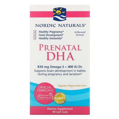 Prenatal DHA, без ароматизаторів, Nordic Naturals, 500 мг, 90 м'яких капсул