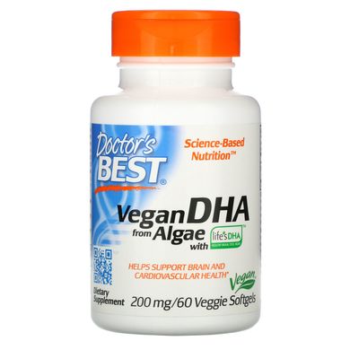 ДГК докозагексаеновая кислота Doctor's Best (Best Vegetarian DHA) 200 мг 60 капсул