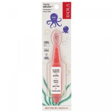 Toothbrush, for children from 18 months, extra soft, coral, 1 piece.
