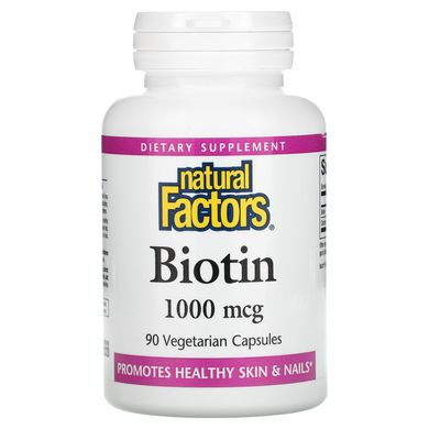 Біотин Natural Factors (Biotin) 1000 мкг 90 вегетаріанських капсул