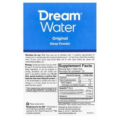 Порошок для сну сонна ягода Dream Water (Sleep Powder, Snoozeberry) 10 пакетиків по 3 г