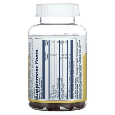 Organic Elderberry Gummies with Zinc and Vitamin C, Natural Lemon and Raspberry, 60 Gummies