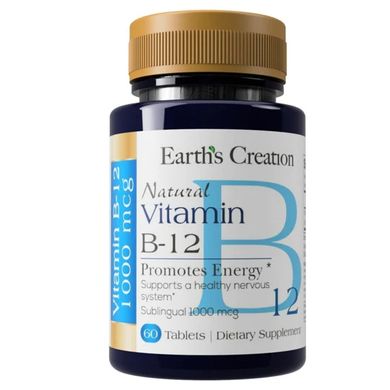 Вітамін В-12 Earth`s Creation (Vitamin B-12 Sublingual) 1000 мкг 60 таблеток