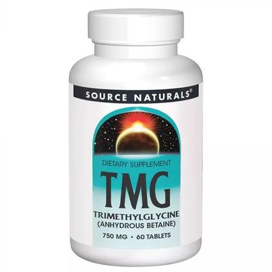 Триметилгліцин, ТМГ, TMG, 750 мг, Source Naturals, 60 таблеток