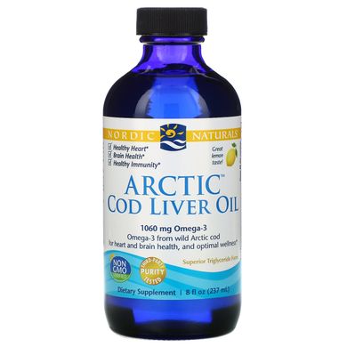 Риб'ячий жир рідкий з печінки арктичної тріски Nordic Naturals (Cod Liver Oil) 237 мл зі смаком лимона