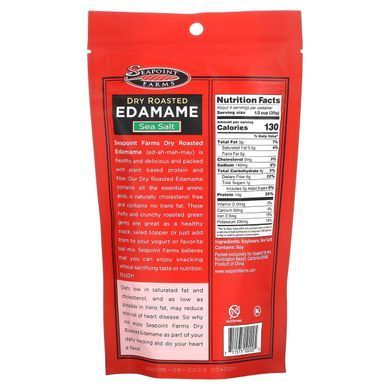 Dry roasted green soybeans, Sea salt, Seapoint Farms, 4 ounces (113 g)