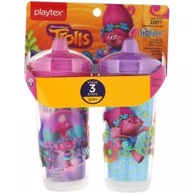 Sipsters, Тролі, Вік від 12 місяців і старше, 2 чашки, Playtex Baby, По 9 унц (266 мл) кожна