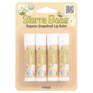 Organic lip balm Sierra Bees 4 pieces per package grapefruit