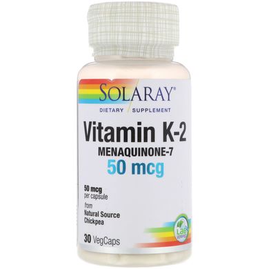 Вітамін К2 Solaray (Vitamin K-2) 50 мкг 30 капсул