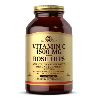 Витамин С с шиповником Solgar (Vitamin C With Rose Hips) 1500 мг 180 таблеток купить в Киеве и Украине