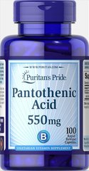 Пантотеновая кислота Puritan's Pride (Pantothenic acid) 550 мг 100 капсул купить в Киеве и Украине