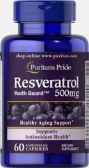 Ресвератрол, Resveratrol, Puritan's Pride, 500 мг, 60 капсул