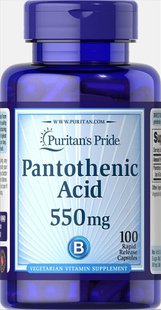 Пантотеновая кислота Puritan's Pride (Pantothenic acid) 550 мг 100 капсул купить в Киеве и Украине