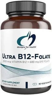 Folate (5-MTHF) + Vitamin B12 (methylcobalamin and adenosylcobalamin) Designs for Health (Ultra B12-Folate) 90 capsules