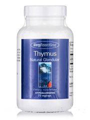 Тимус натуральний залозистий, Thymus Natural Glandular, Allergy Research Group, 75 вегетаріанських капсул