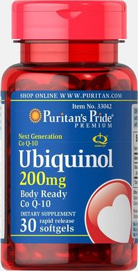 Убіхінол, Ubiquinol, Puritan's Pride, 200 мг, 30 капсул