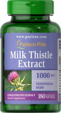 Екстракт розторопші 4: 1, Milk Thistle 4: 1 Extract, Puritan's Pride, 1000 мг, 180 капсул