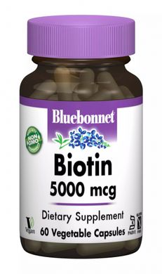 Біотин (B7) Bluebonnet Nutrition (Biotin) 5000 мкг 60 гелевих капсул