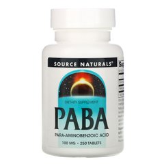 Парааминобензойная кислота (ПАБК), PABA, Source Naturals, 100 мг, 250 таблеток купить в Киеве и Украине