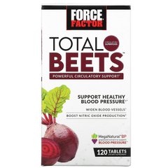Force Factor, Total Beets, ефективна підтримка кровообігу, 120 таблеток