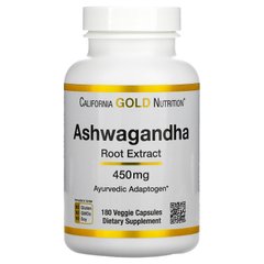 Екстракт кореня ашваганди California Gold Nutrition (Ashwagandha) 450 мг 180 вегетаріанських капсул