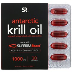 Sports Research, Олія антарктичного криля SUPERBA Boost з астаксантином, 1000 мг, 30 м'яких таблеток
