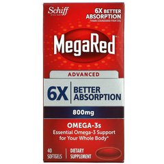 Schiff, MegaRed, покращені омега-3, 800 мг, 40 м'яких таблеток