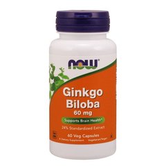 Гинкго Билоба Now Foods (Ginkgo Biloba) 60 мг 60 капсул купить в Киеве и Украине