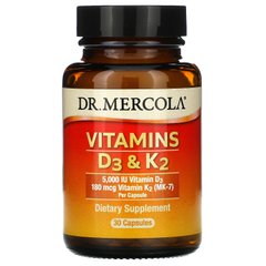 Витамины D3 и K2, Dr. Mercola, 30 капсул купить в Киеве и Украине
