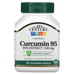 Куркумин 95 21st Century (Curcumin 95) 500 мг 45 вегетарианских капсул купить в Киеве и Украине