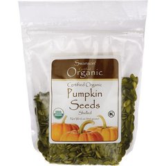 Сертифіковані органічні насіння гарбуза сировину, Certified Organic Pumpkin Seeds Raw, Shelled, Swanson, 340 г