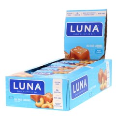 Luna, Питательный батончик, карамель с морской солью, Clif Bar, 15 батончиков, 1,69 унции (48 г) каждый купить в Киеве и Украине
