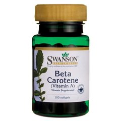Бета-Кератин(Витамин А), Beta-Carotene (Vitamin A), Swanson, 25.000 МЕ (7.500 мкг), 100 капсул купить в Киеве и Украине