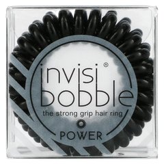 Кільце для волосся чорне Invisibobble (Power Strong Grip Hair Ring True Black) 3 шт