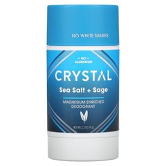 Crystal Body Deodorant, Дезодорант, обогащенный магнием, морская соль + шалфей, 2,5 унции (70 г) купить в Киеве и Украине