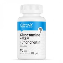Глюкозамін + МСМ + Хондроїтин, GLUCOSAMINE + MSM + CHONDROITIN, OstroVit, 90 таблеток