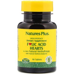 Фолієва кислота Nature's Plus (Folic Acid Hearts) 400 мкг 90 таблеток